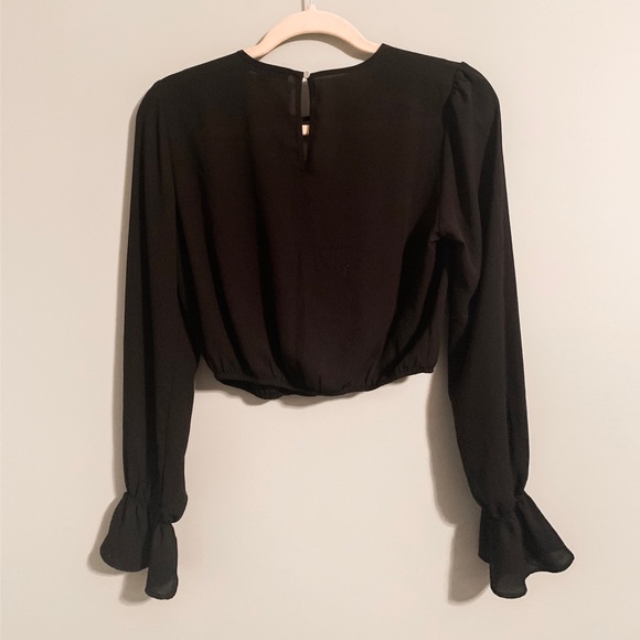 Long Sleeve Sheer Black Crop Top - Picture 2 of 2